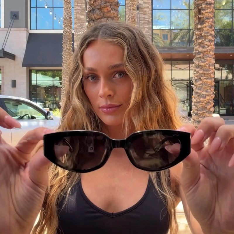 Black / Triple Black Lens || Women's Narrow Cat-Eye Sunglasses with Black Acetate frame and Non-Polarized Triple Black Lens