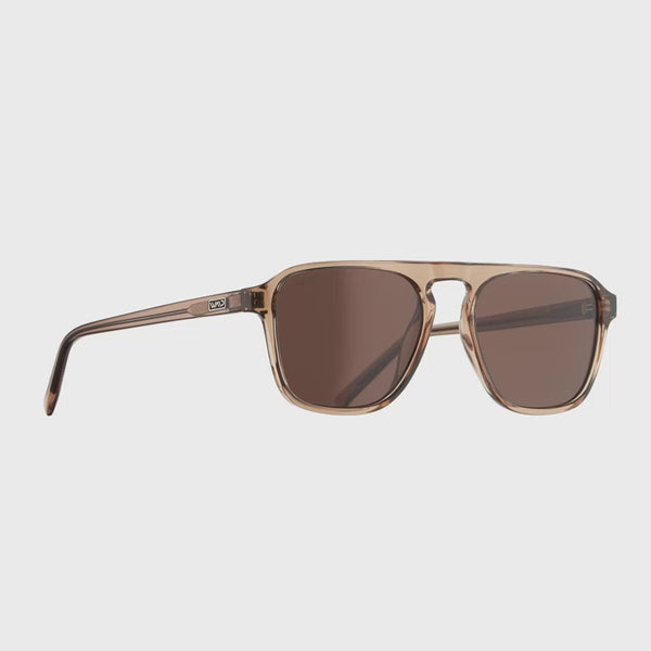 Light Crystal Brown / Brown Lens || Single Bridge Aviator Sunglasses with Brown Acetate Frame