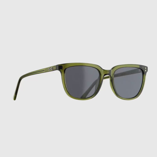 Crystal Saguaro Green / Black Lens || Green Square Frame Sunglasses with Black Polarized Lenses