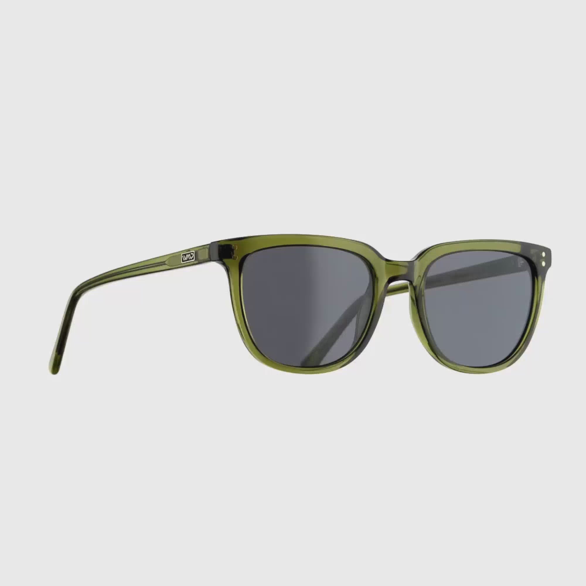 Crystal Saguaro Green / Black Lens || Green Square Frame Sunglasses with Black Polarized Lenses