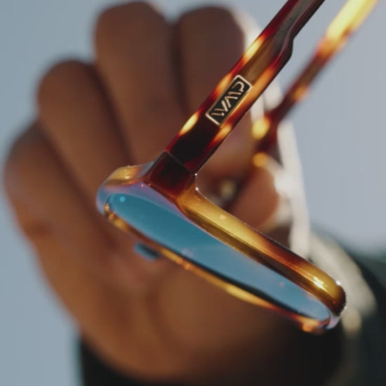 Whiskey Brown Tortoise / Blue Gradient Lens || Modern Square Double Bridge Aviator Sunglasses with Green Polarized Lenses