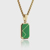Gold / Napier Green Pendant || Handmade Staple Necklace with 14K Gold Plated Chain and Green Porcelain Pendant