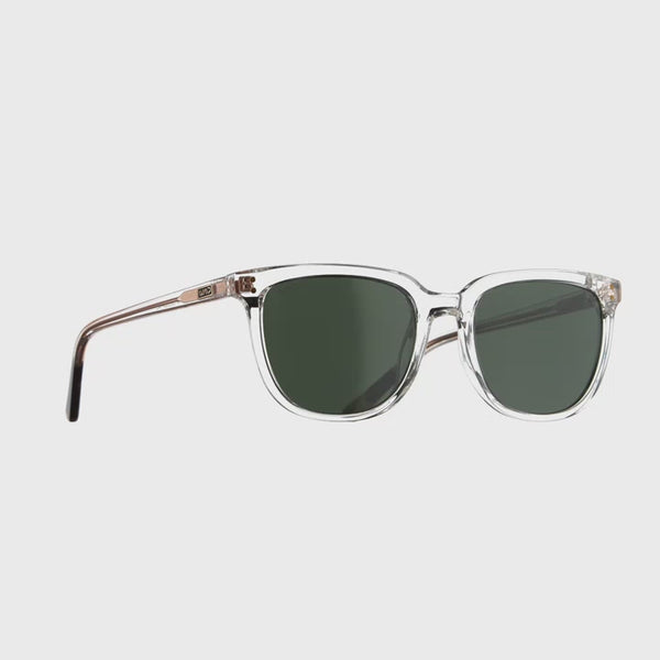 Glossy Clear / Smoke Green Lens || Lightweight Acetate Sunglasses with Green Lenses