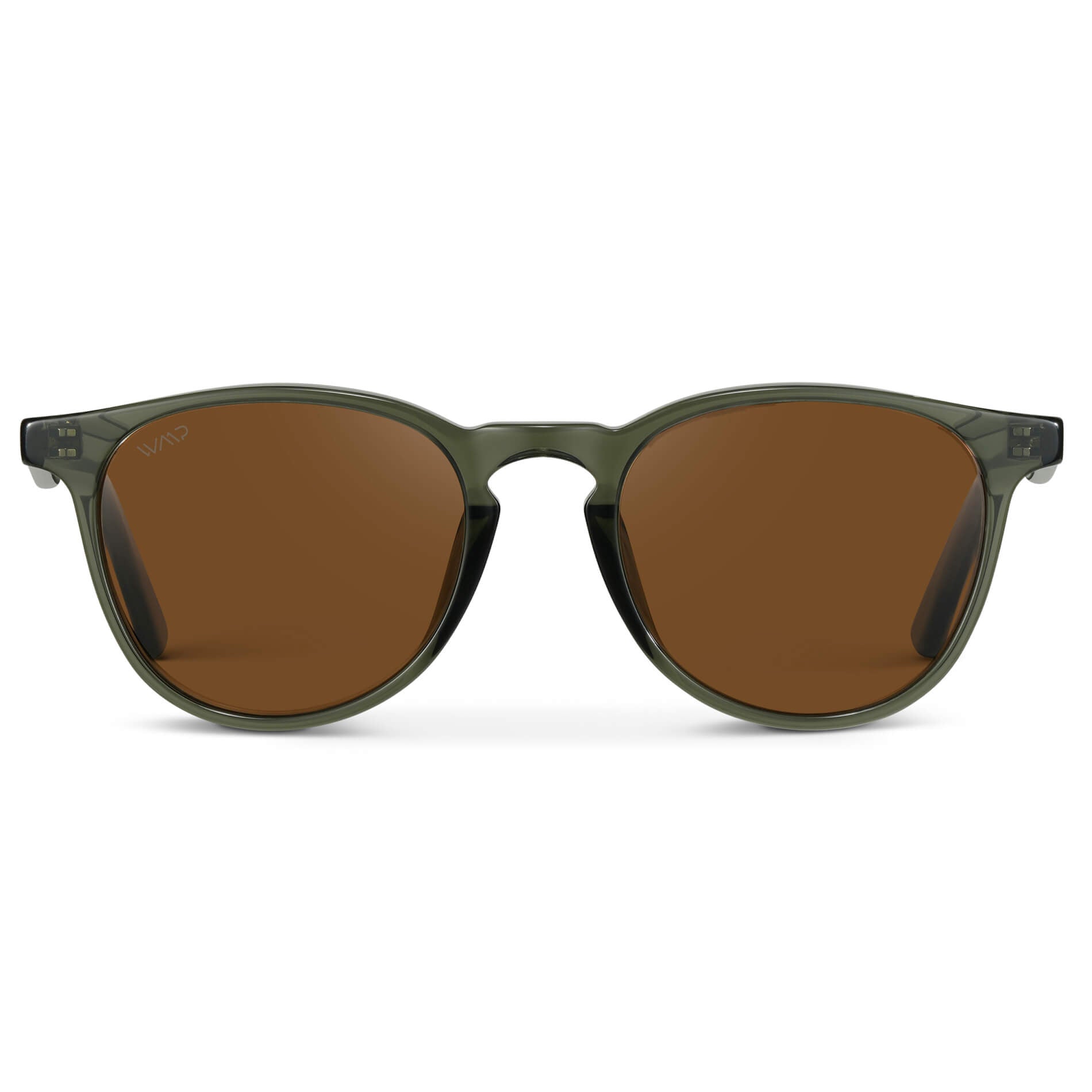 Crystal Sage / Brown Lens || Round Sunglasses with Green Frame and Brown Lenses