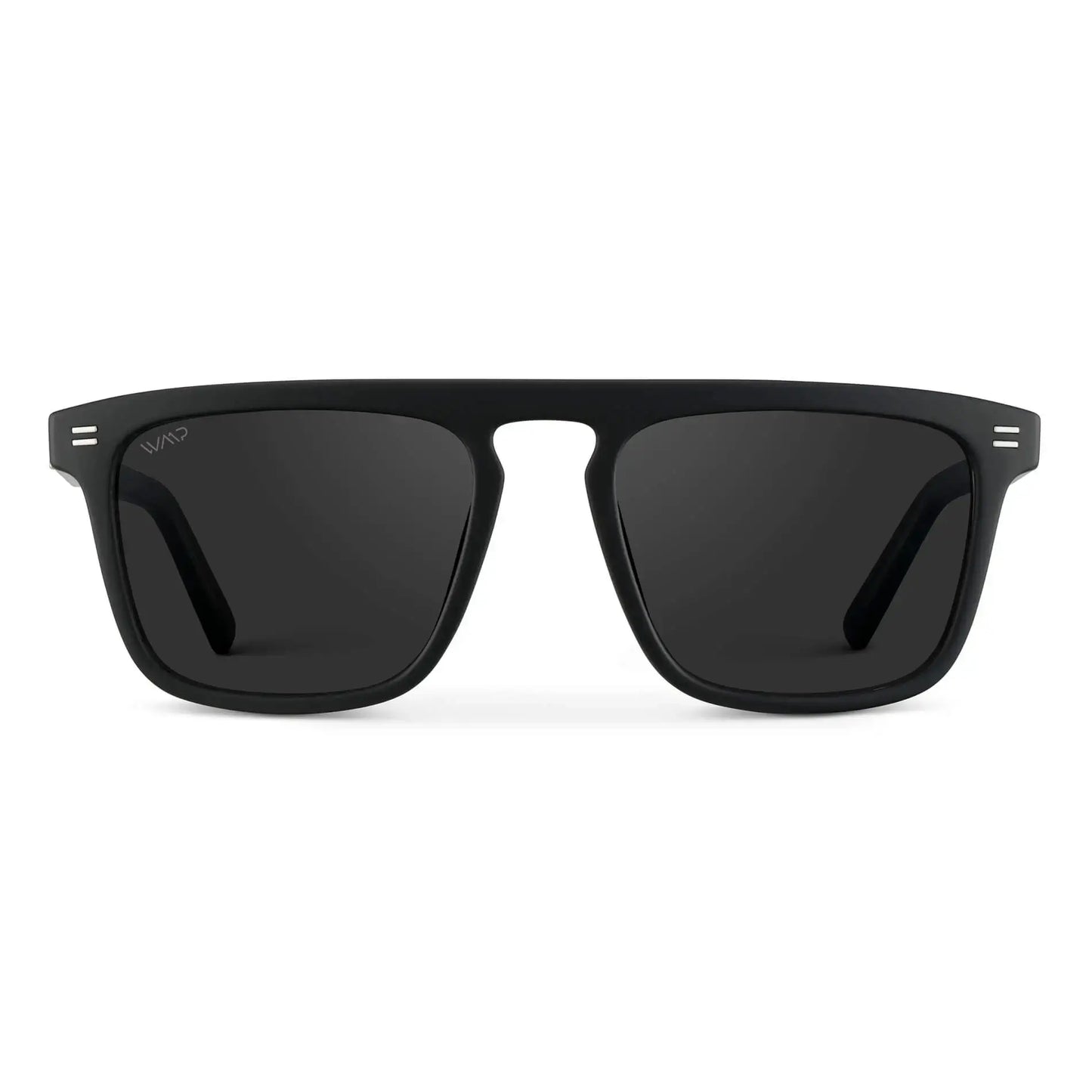 Matte Black / Black Lens || Men's Black Square Sunglasses with Black Polarized Lenses