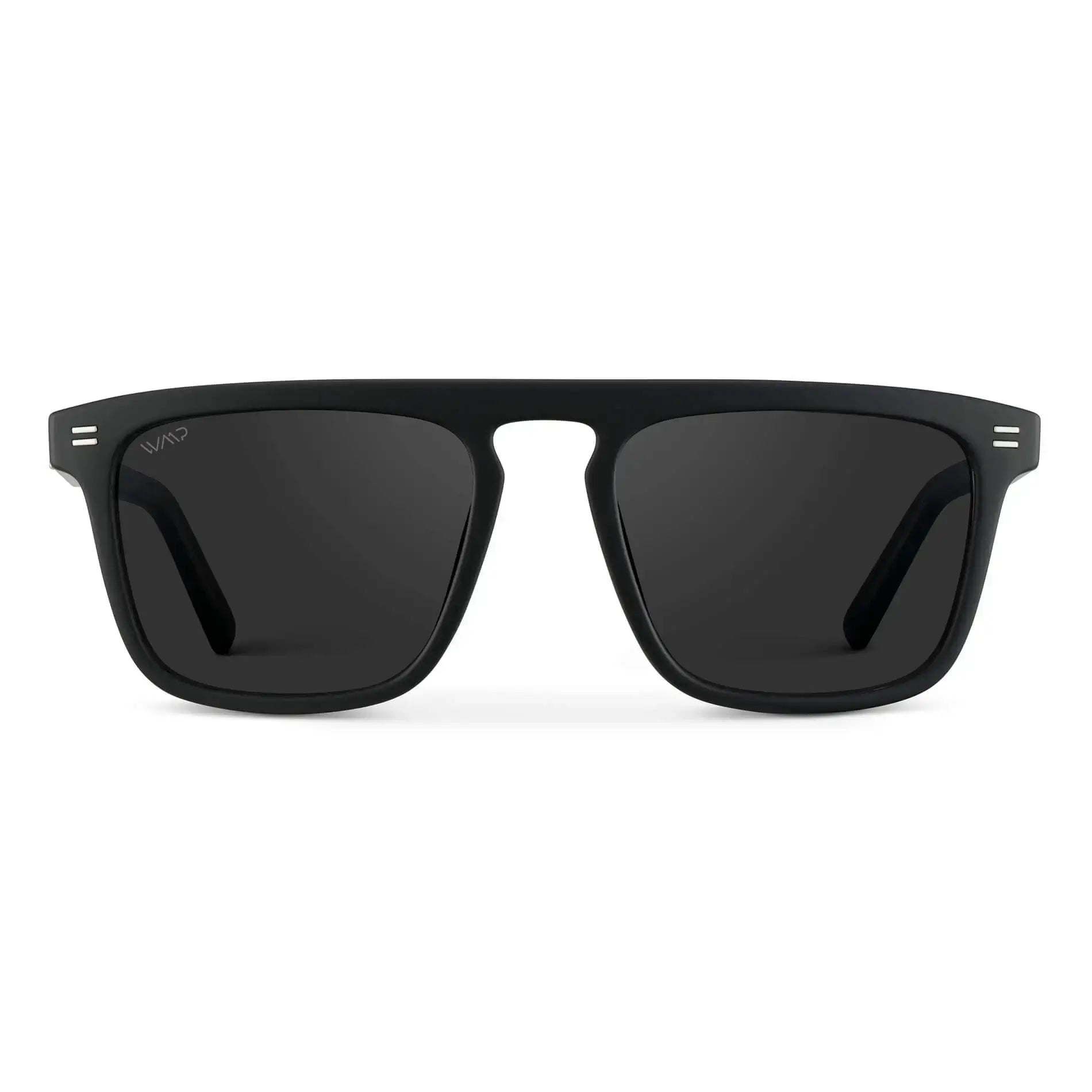Matte Black / Black Lens || Men's Black Square Sunglasses with Black Polarized Lenses