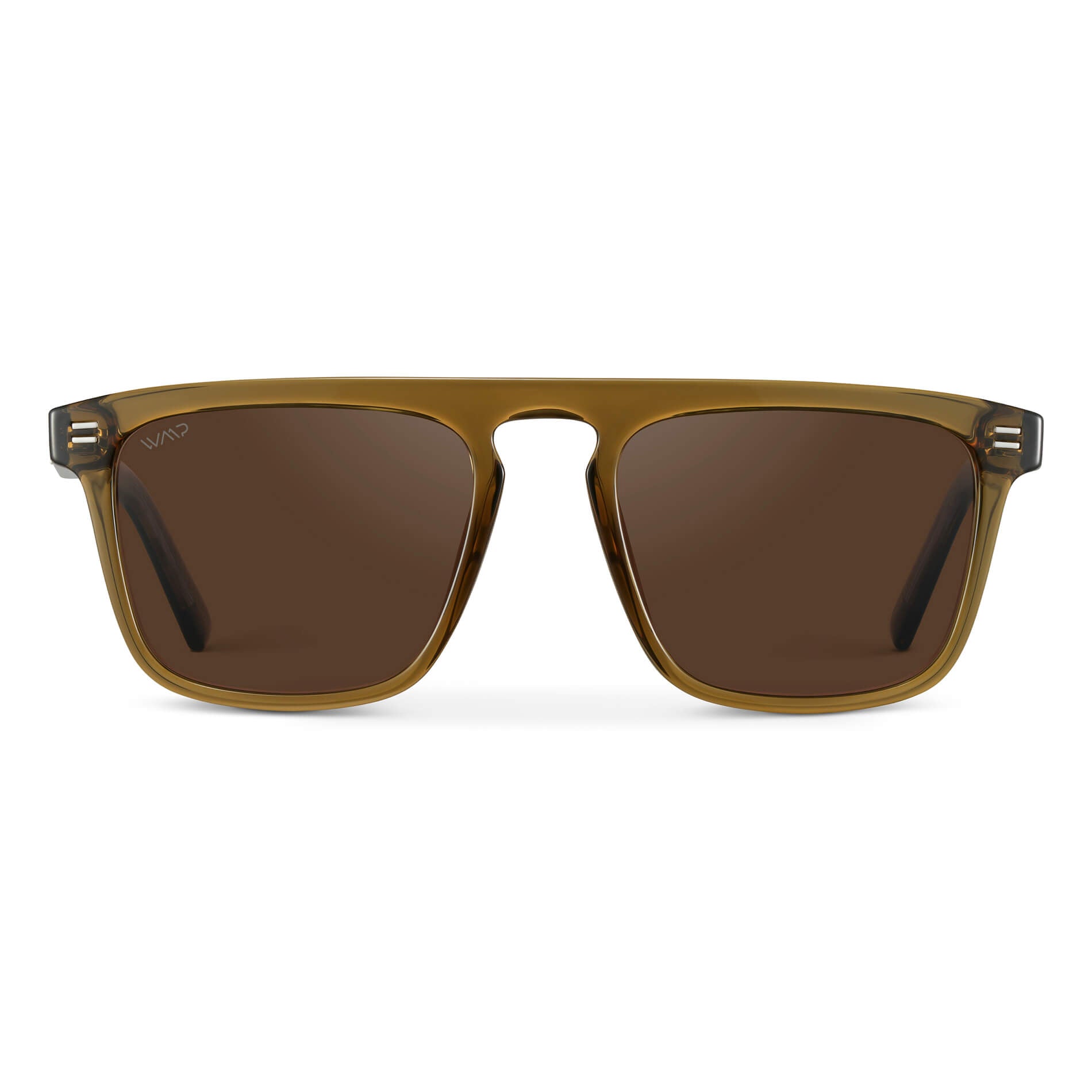 Crystal Verde / Brown Lens || Green Square Sunglasses with Brown Lenses