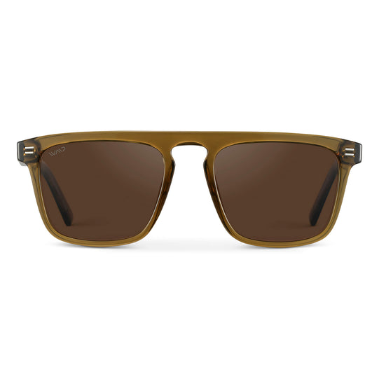 Crystal Verde / Brown Lens || Green Square Sunglasses with Brown Lenses