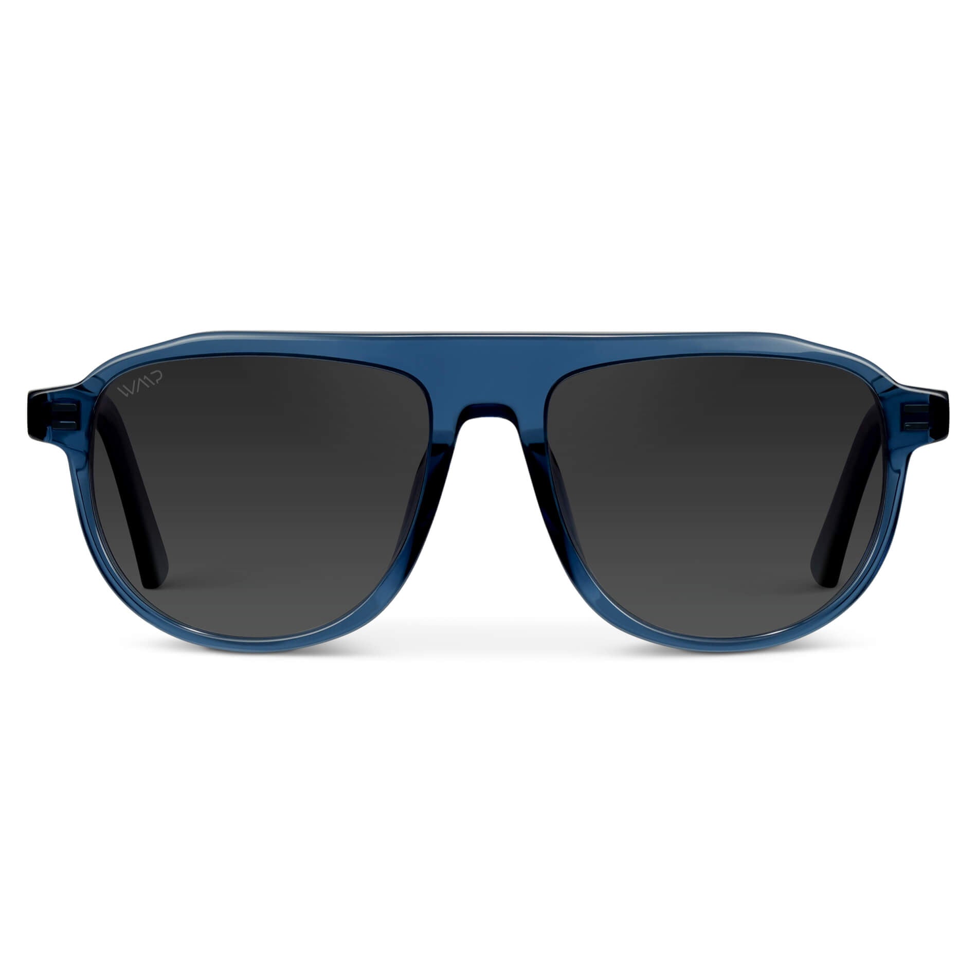 Crystal Cobalt / Smoke Gradient Lens || Blue Aviator Sunglasses with Black Polarized Lenses