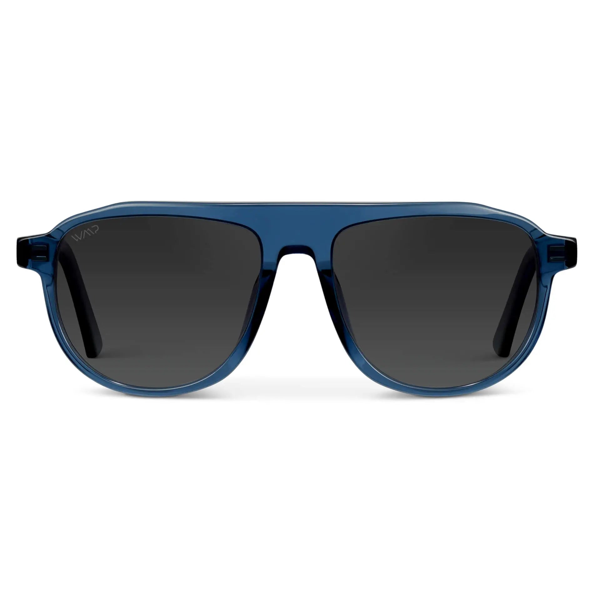 Crystal Cobalt / Smoke Gradient Lens || Blue Aviator Sunglasses with Black Polarized Lenses