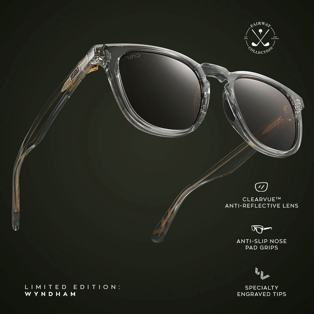 Crystal Ice Grey / Brown Lens || Clear Round Frame Sunglasses with Brown Polarized Lenses