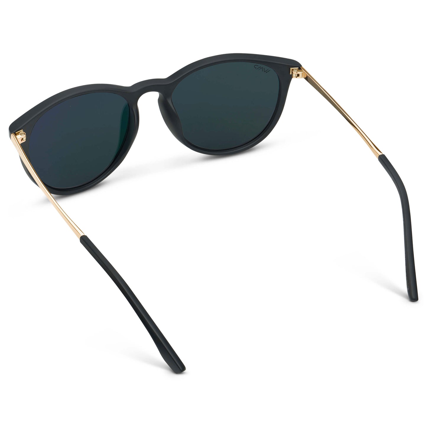 Soft Black / Mirror Pink || Round Black Frame Sunglasses with Mirror Pink UV Protection Lenses
