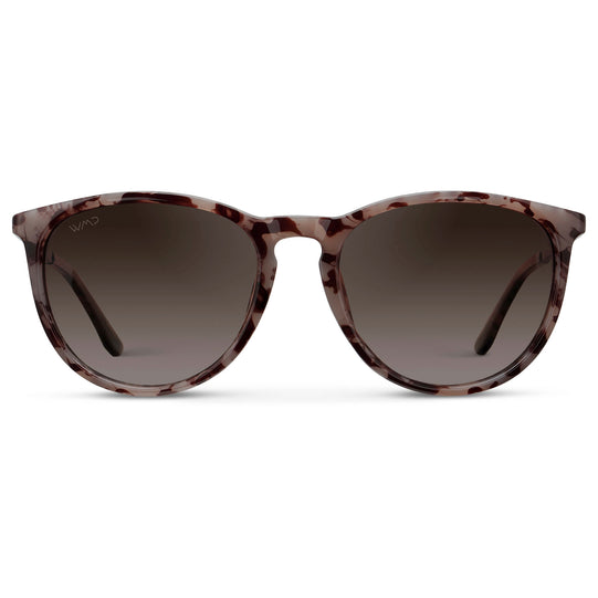 Blush Pink Tortoise / Brown Gradient Lens || Classic Round Frame Sunglasses with Pink Tortoise Frame and Brown Gradient Lenses