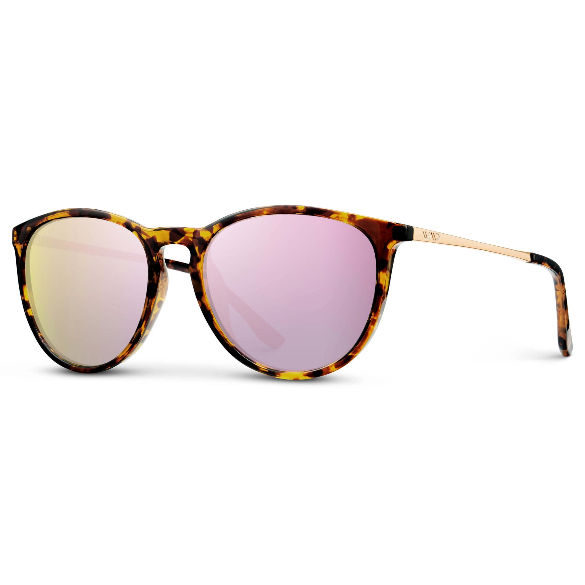 Brown Tortoise / Mirror Pink Lens || Round Tortoise Frame Sunglasses with Mirror Pink UV Protection Lenses