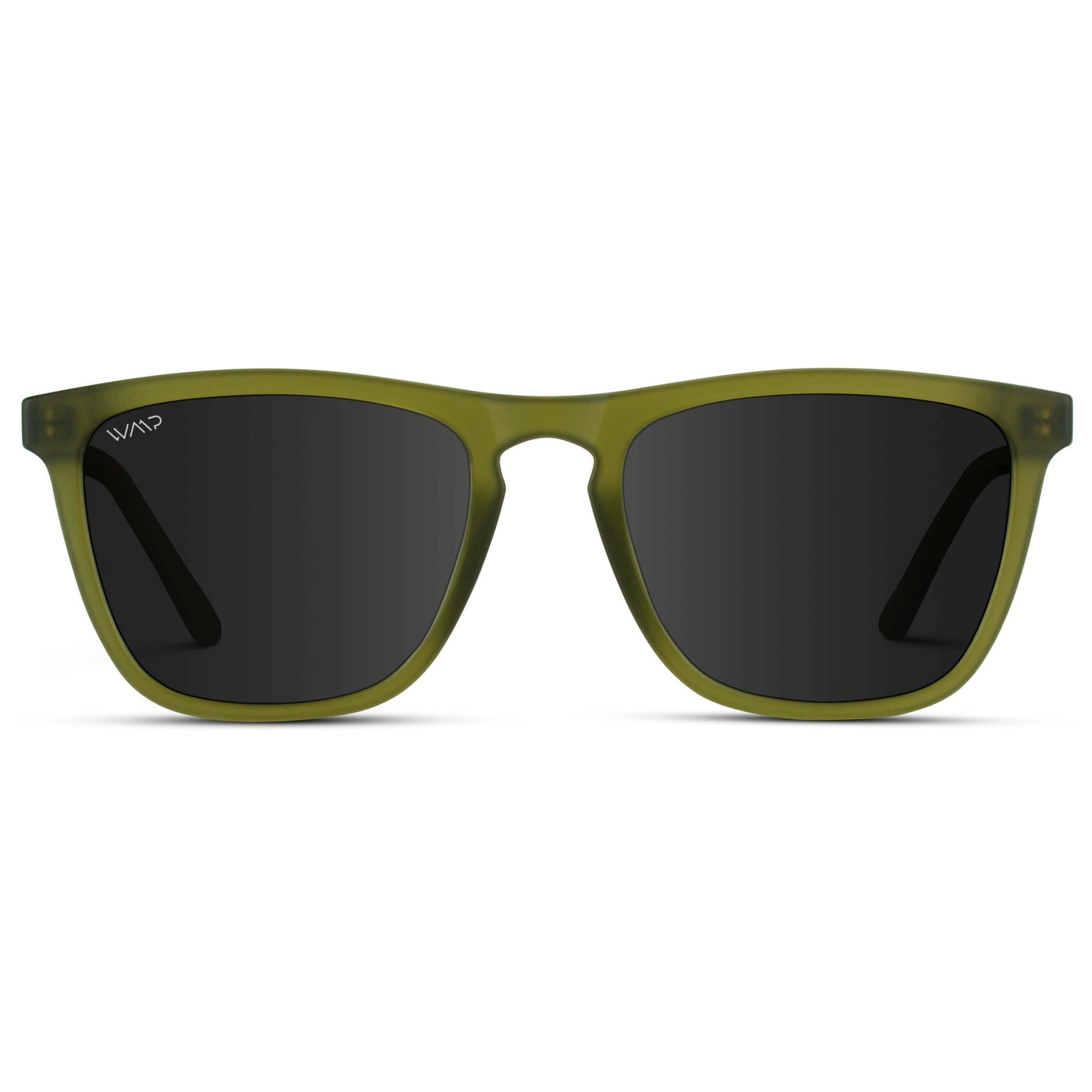 Frosted Saguaro Green / Black Lens || Classic Square Frame Sunglasses with Black Lenses
