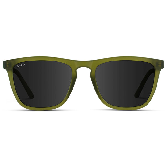 Frosted Saguaro Green / Black Lens || Classic Square Frame Sunglasses with Black Lenses
