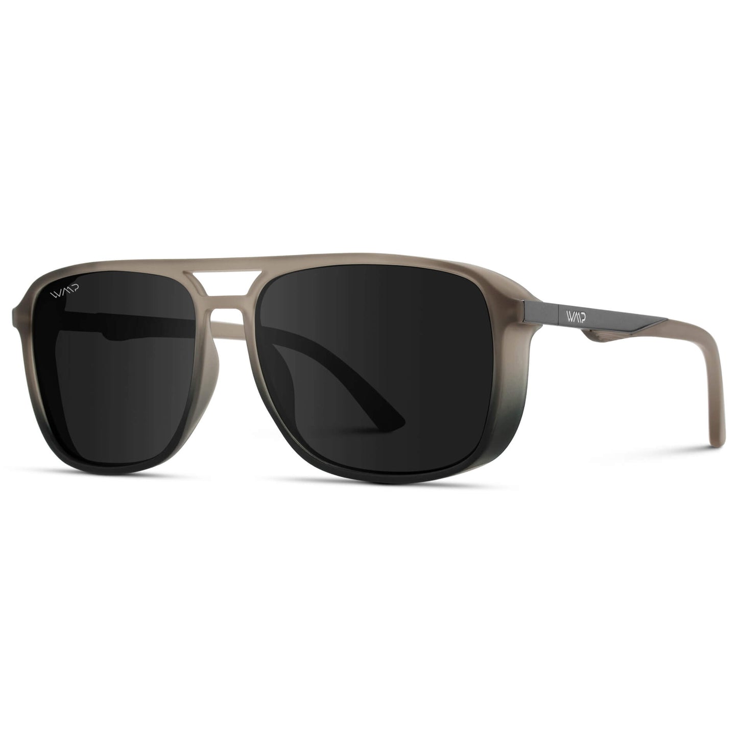 Sand Storm / Black Lens || Matte Taupe Aviators with UV Protection Lenses
