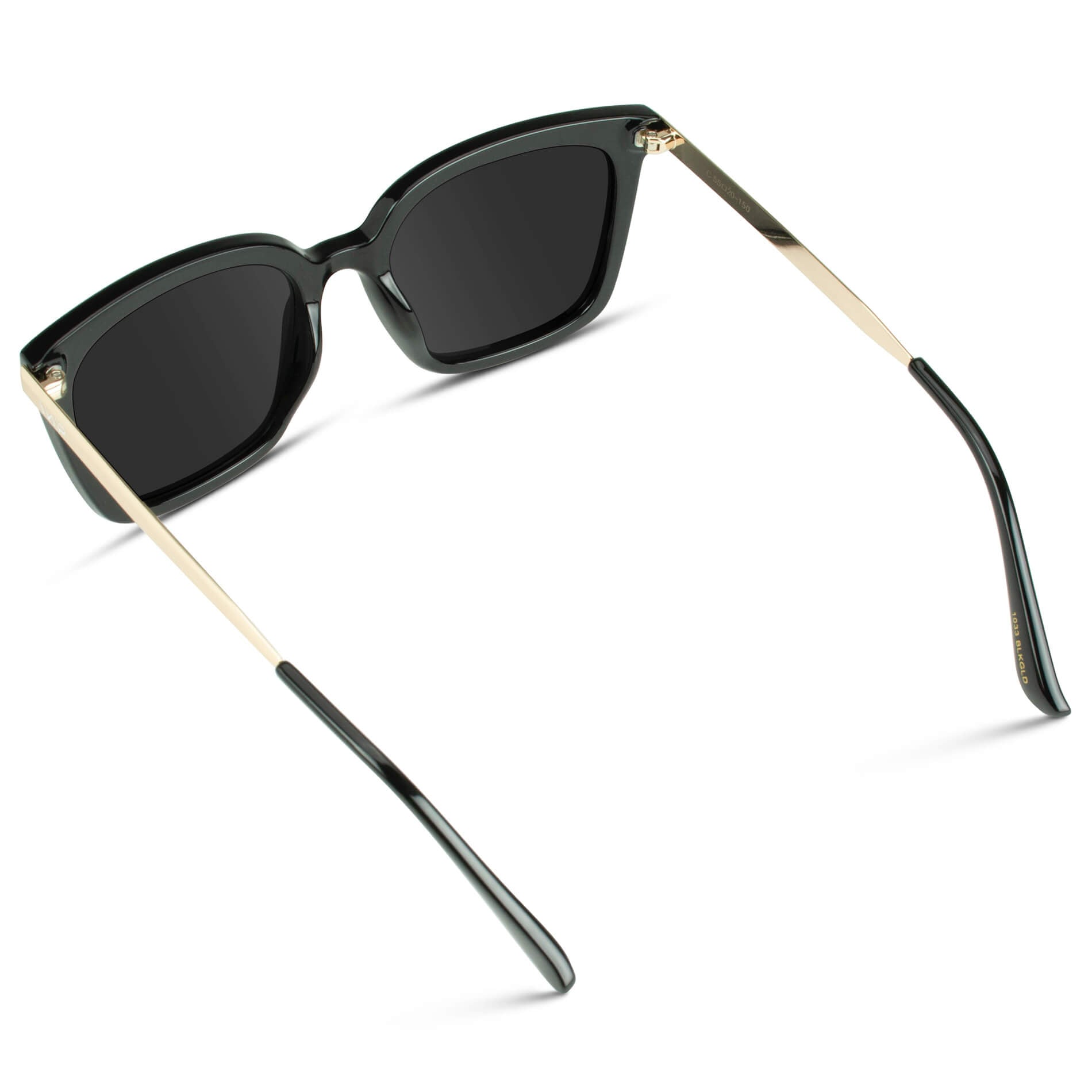 Black / Black Lens || Oversized Black Sunglasses with Stainless Steel Arms