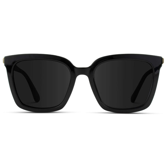 Black / Black Lens || Black Oversized Square Frame Sunglasses with Black Polarized Lenses