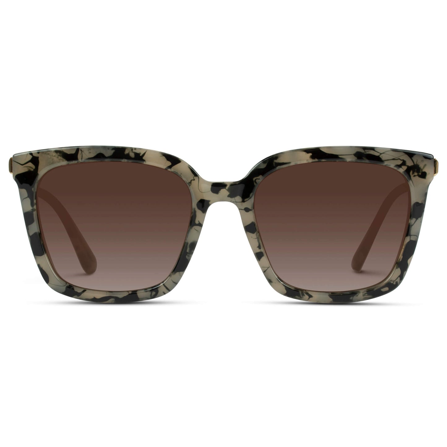 Beige Tortoise / Gradient Brown Lens || Tortoise Oversized Square Frame Sunglasses with UV Protection Lenses