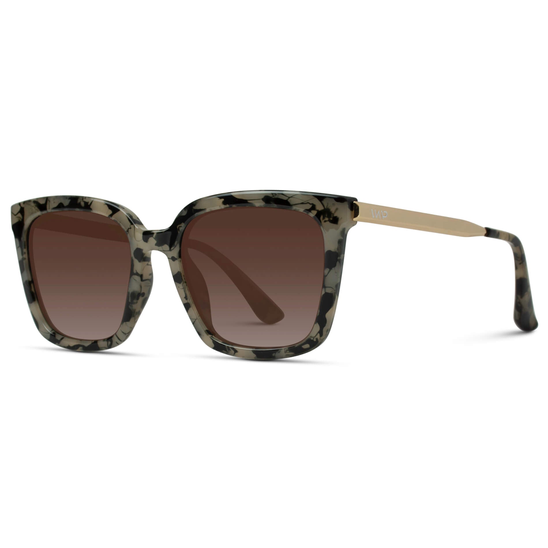 Beige Tortoise / Gradient Brown Lens || Tortoise Oversized Square Frame Sunglasses with Brown Polarized Lenses