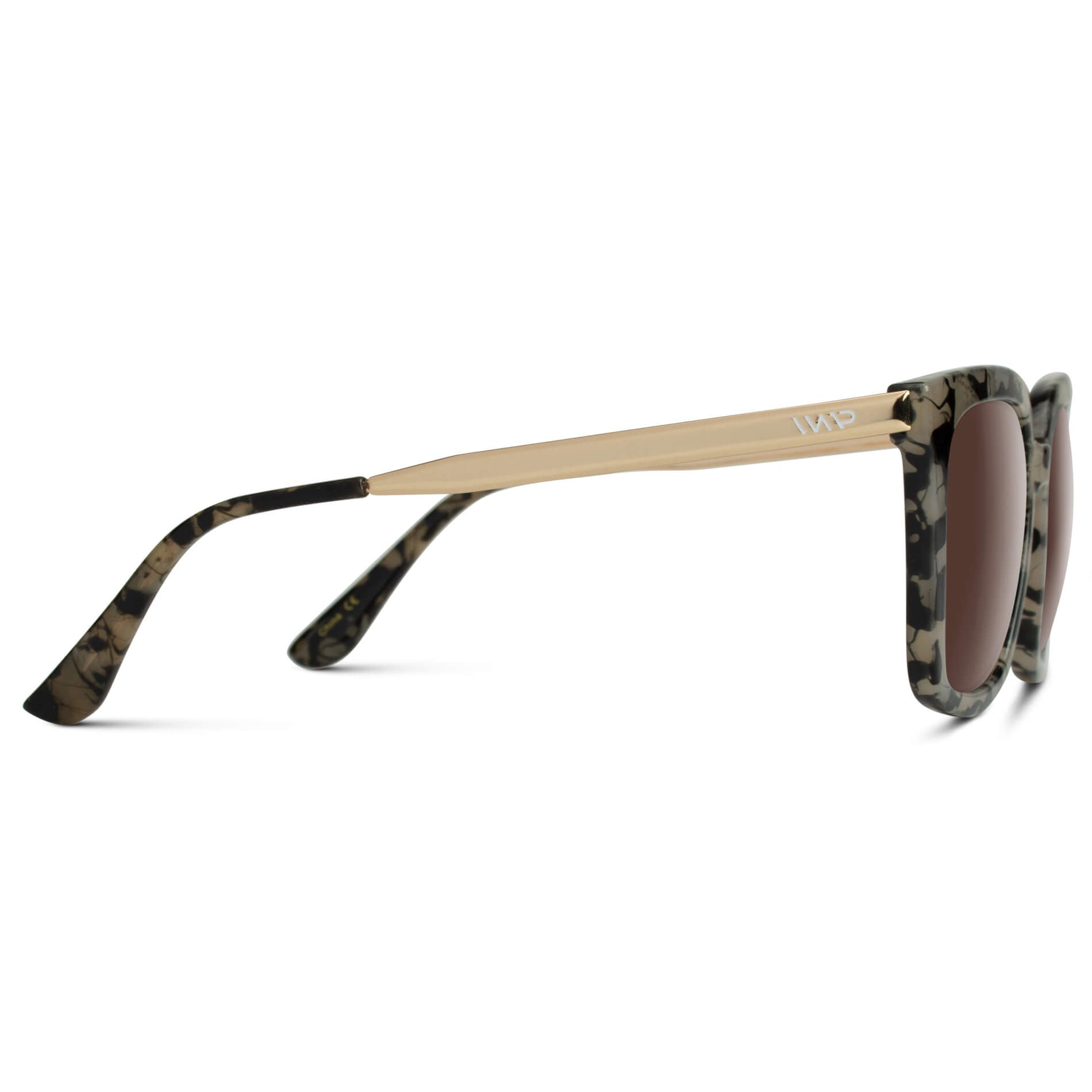 Beige Tortoise / Gradient Brown Lens || Oversized Tortoise Sunglasses with Stainless Steel Arms
