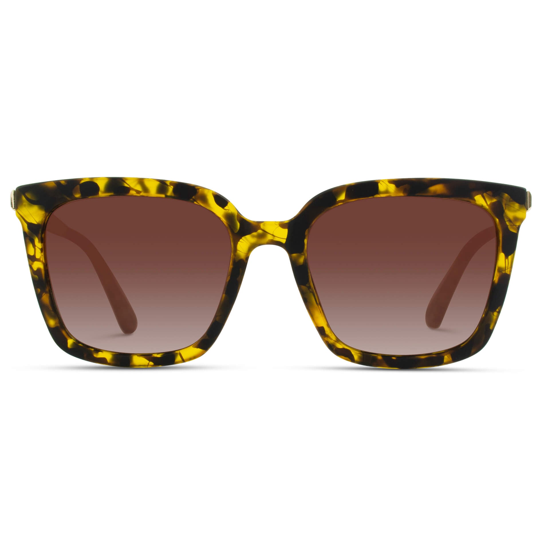 Soft Tortoise / Gradient Brown Lens || Tortoise Oversized Square Frame Sunglasses with Brown Polarized Lenses
