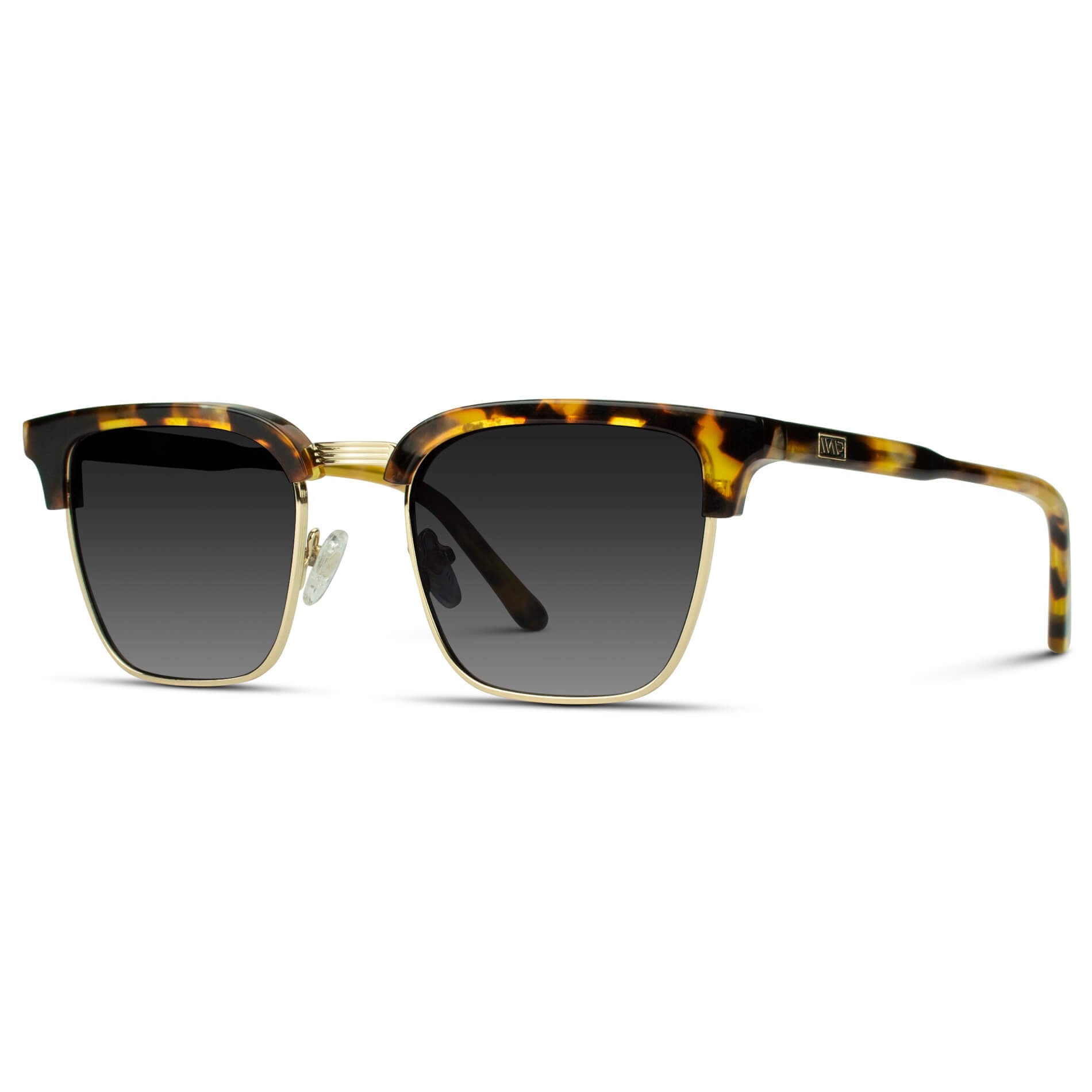 Blaze Tortoise / Gradient Black Lens || Lightweight Acetate Sunglasses with Gold Stainless Steel Details