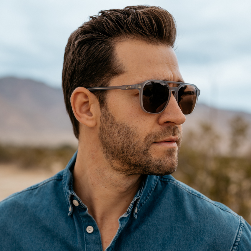 Moonrock Grey / Brown Lens || Lightweight Acetate Aviator Sunglasses with Grey Frame and Brown Lenses