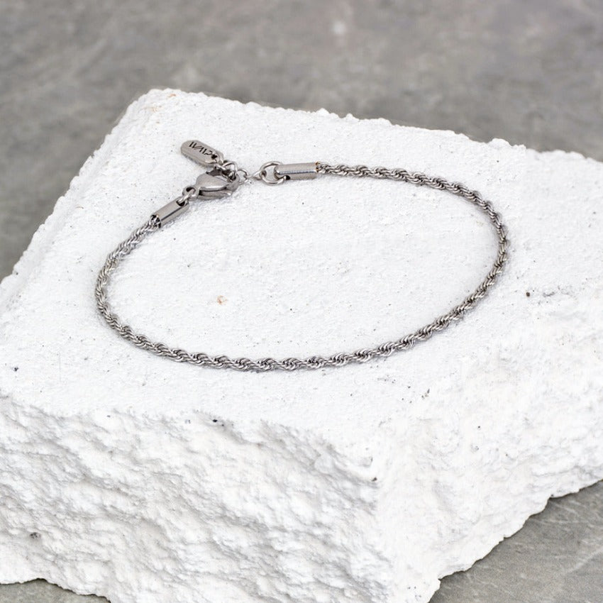 Silver || Stainless Steel Adjustable Twisted Rope Chain Bracelet for Men
