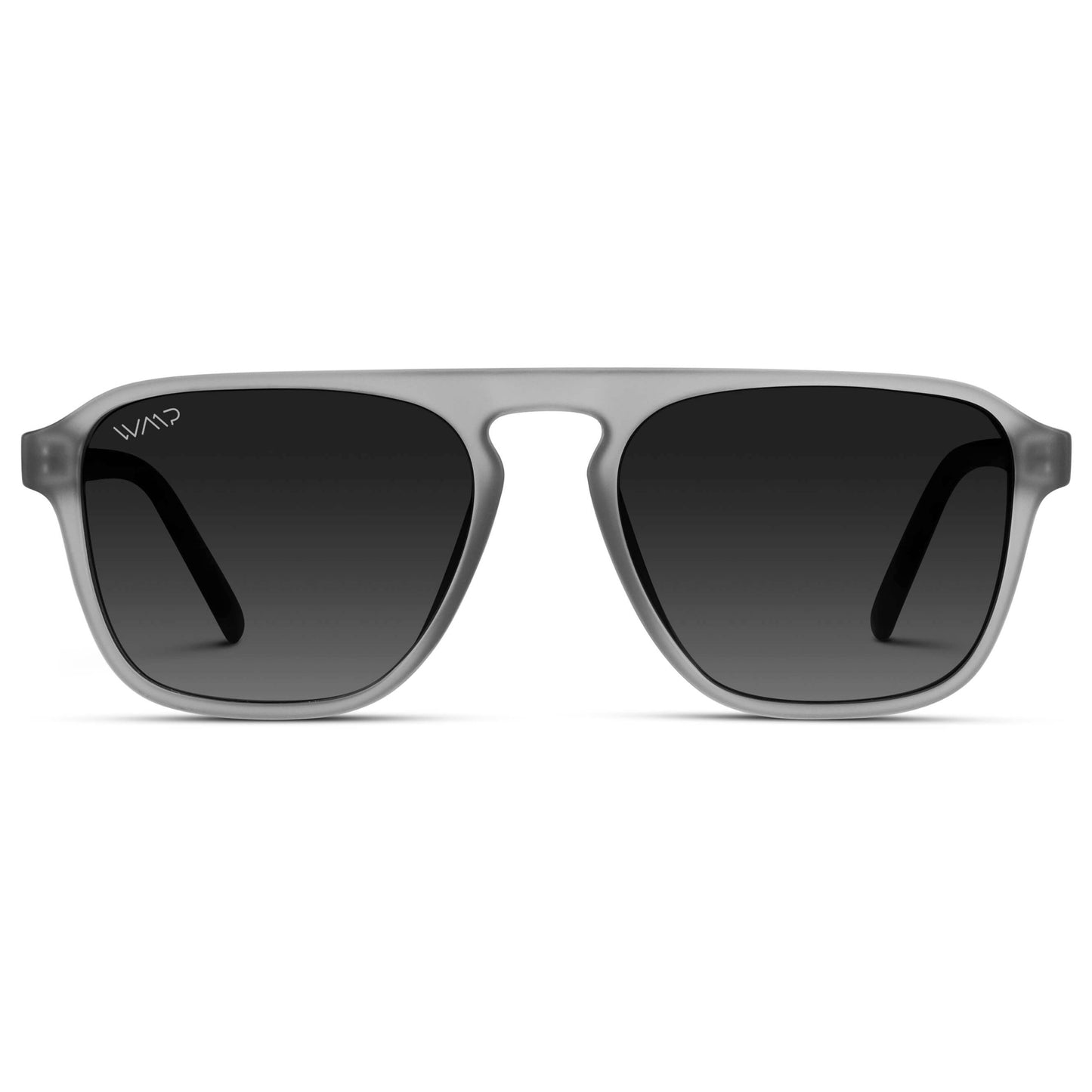 Moonrock Grey / Black Gradient Lens || Grey Single Bridge Aviator Sunglasses with Black Polarized Lenses