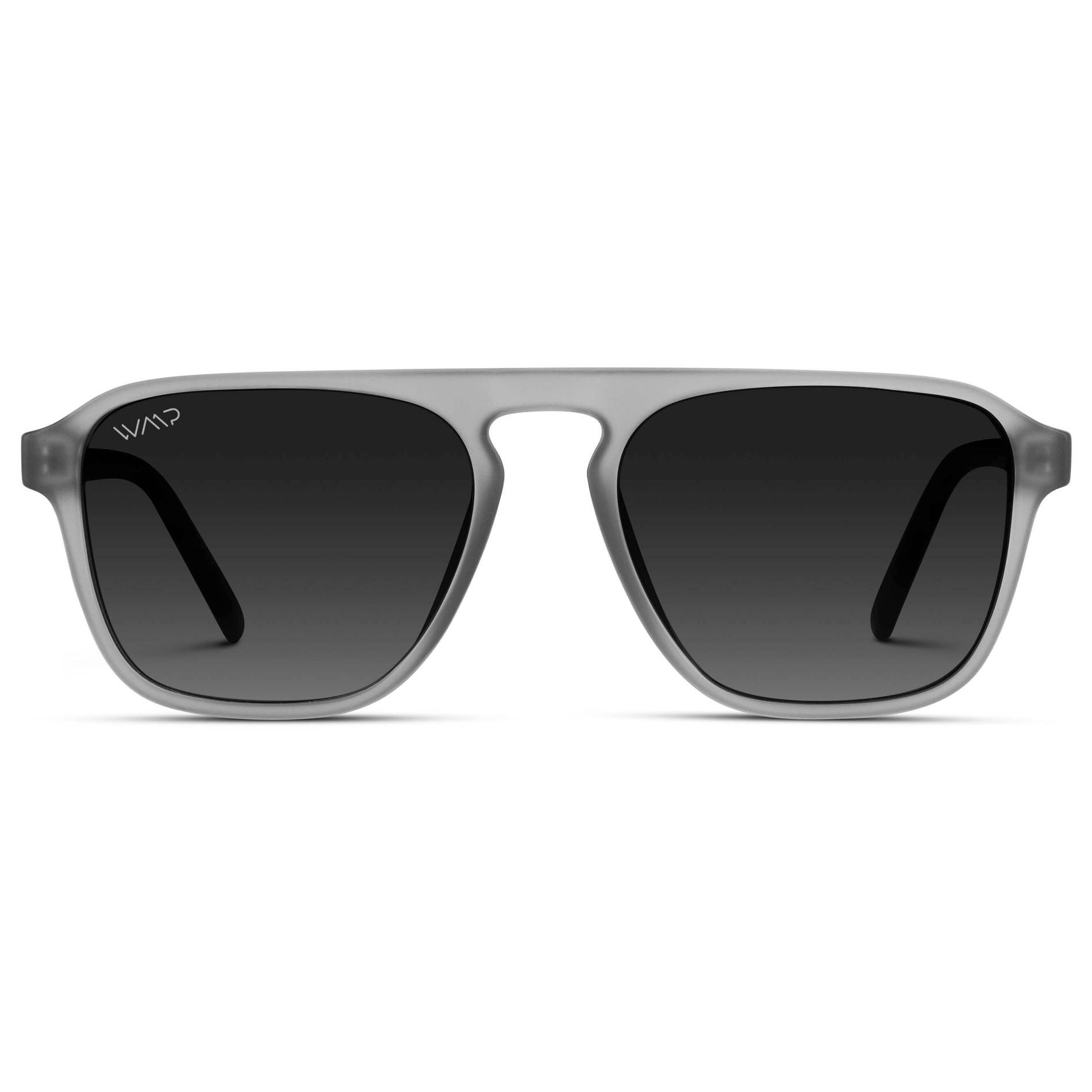 Moonrock Grey / Black Gradient Lens || Grey Single Bridge Aviator Sunglasses with Black Polarized Lenses