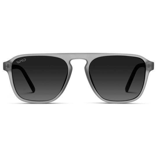 Moonrock Grey / Black Gradient Lens || Grey Single Bridge Aviator Sunglasses with Black Polarized Lenses