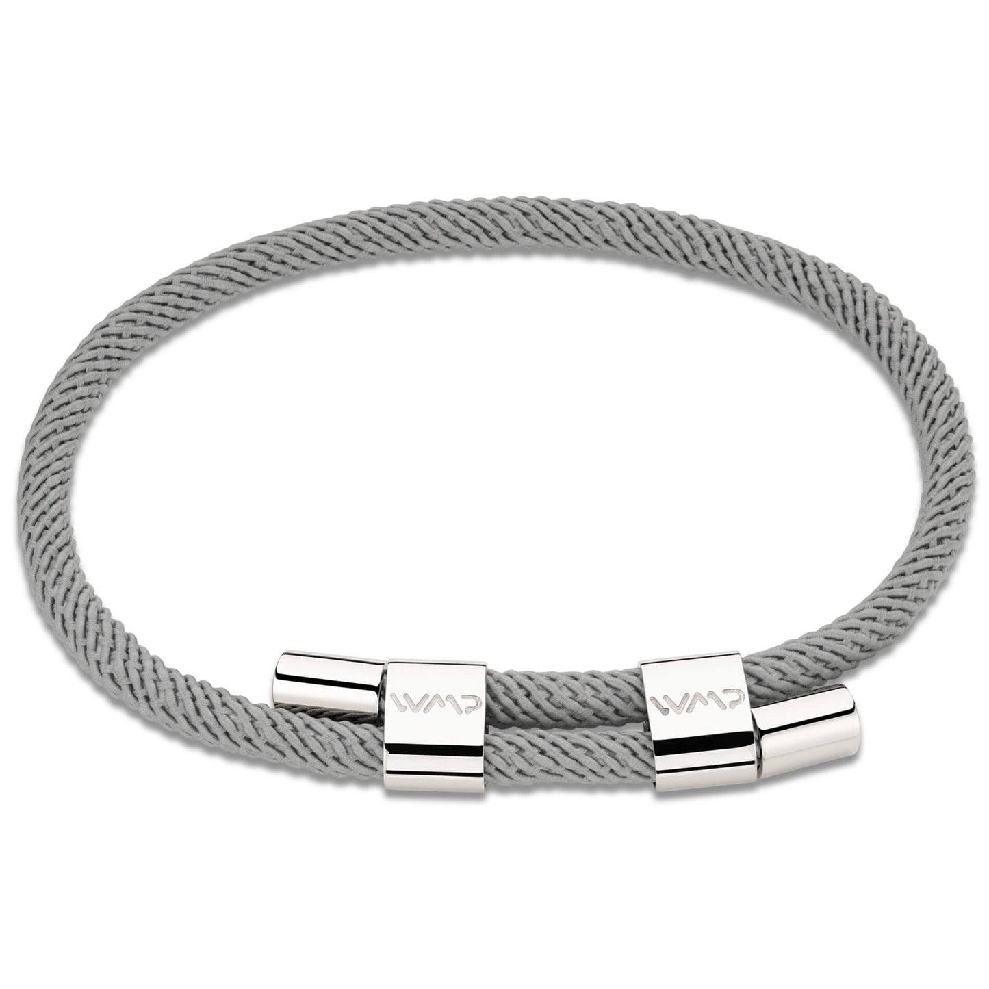 Stone Grey / Silver || Silver Stainless Steel Bracelet Set with Grey Rope Detail for Men 