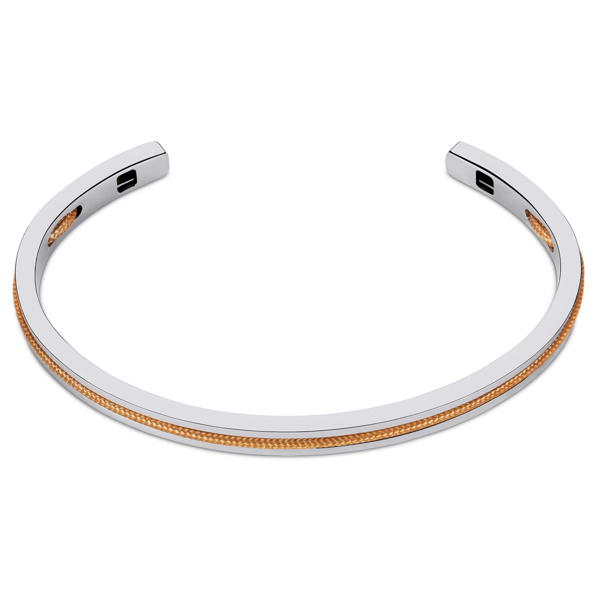 Desert Tan / Silver || Silver and Brown Adjustable Bracelet Set for Men