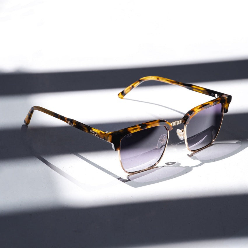 Blaze Tortoise / Gradient Black Lens || Classic Tortoise Horn Rimmed Sunglasses with Black Gradient UV Protection Lenses