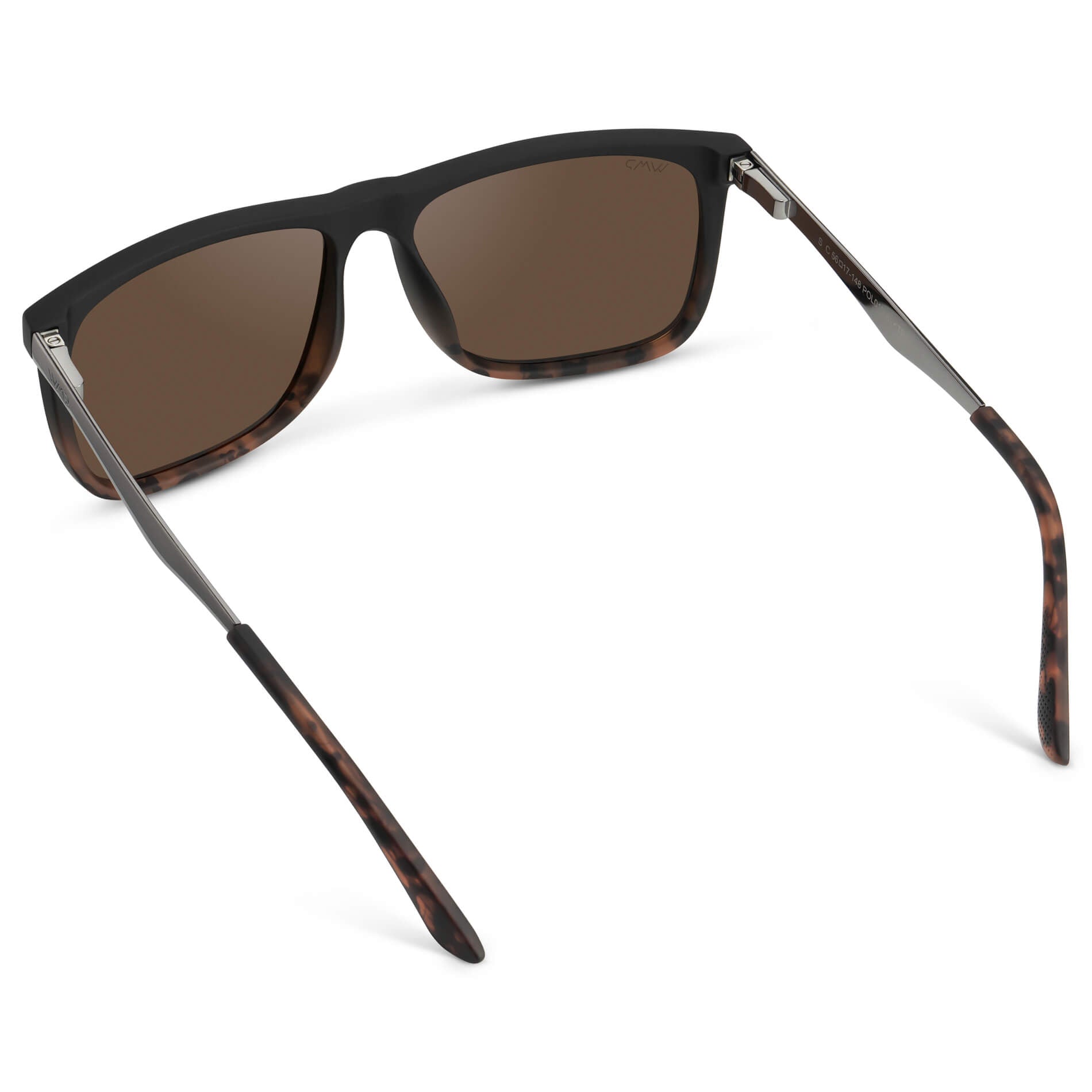Matte Black Tortoise / Brown Lens || Matte Black Tortoise Square Frame Sunglasses with Brown Polarized Lenses