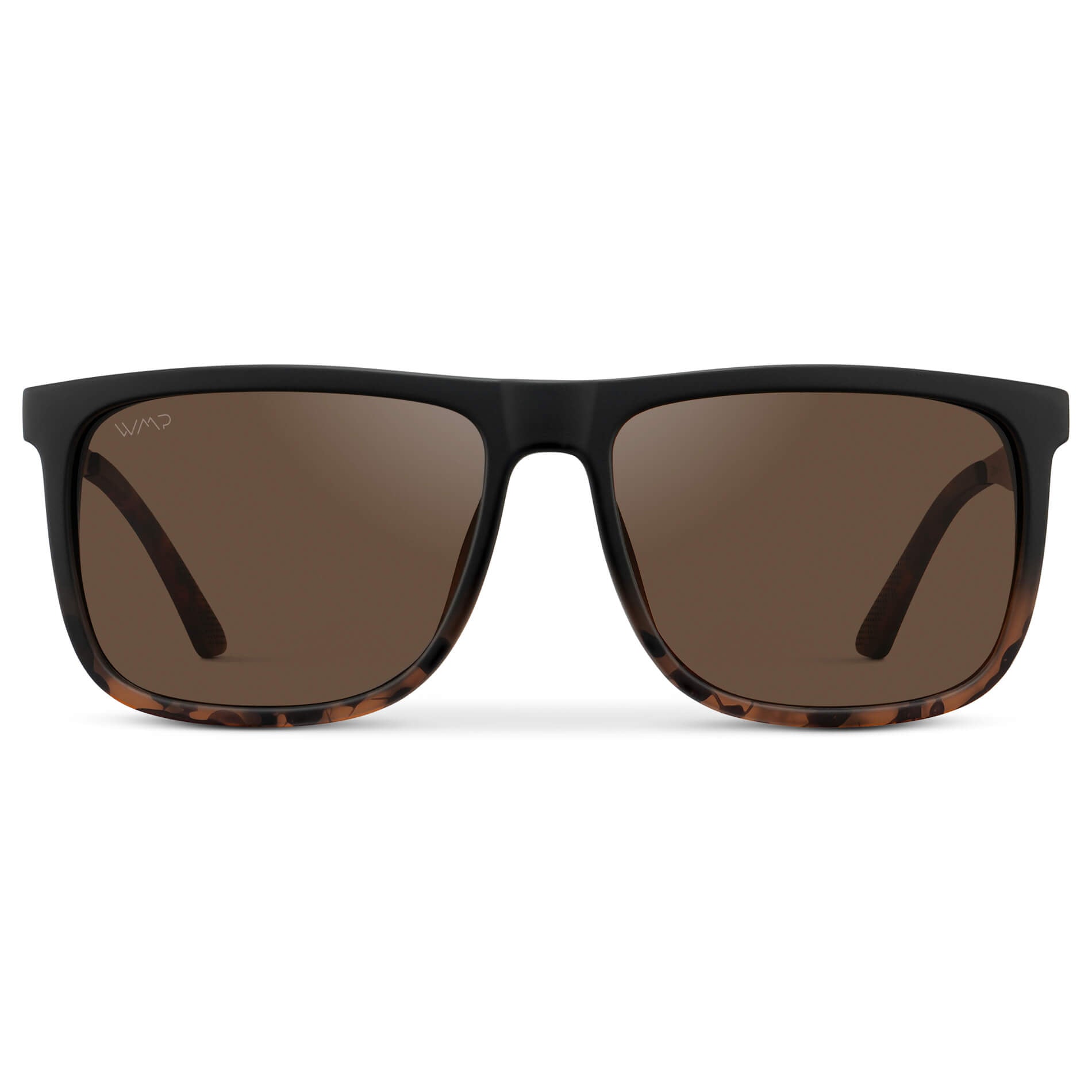 Matte Black Tortoise / Brown Lens || Matte Black Tortoise Square Frame Sunglasses with Brown Polarized Lenses