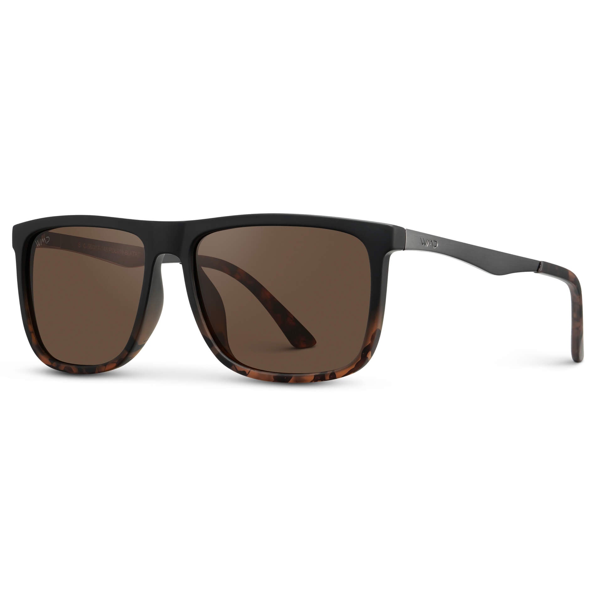 Matte Black Tortoise / Brown Lens || Matte Black Tortoise Square Frame Sunglasses with Brown Polarized Lenses