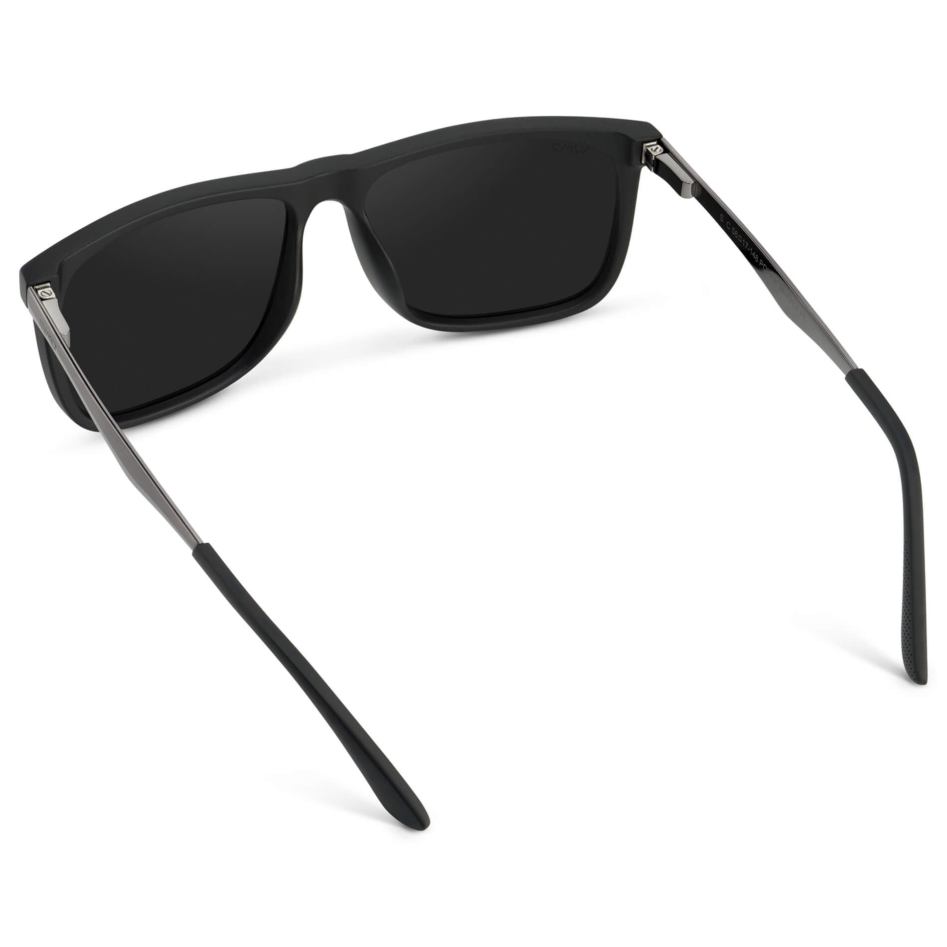 Jade Black || Matte Black Square Frame Sunglasses with Black Polarized Lenses