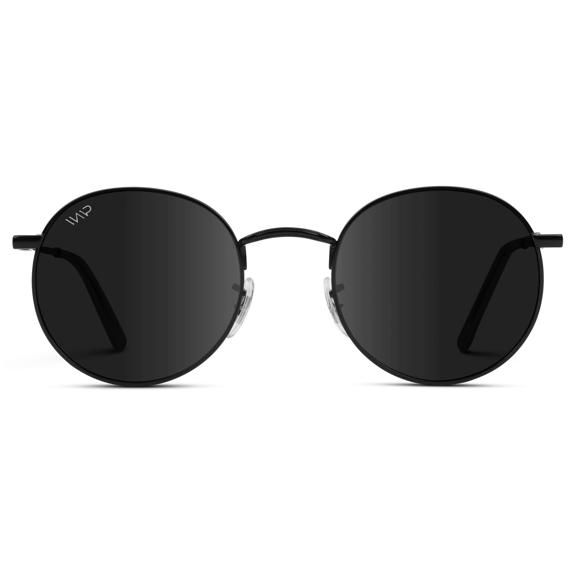 Black / Black Lens || Black Round Metal Frame Sunglasses with Black UV Protection Lenses