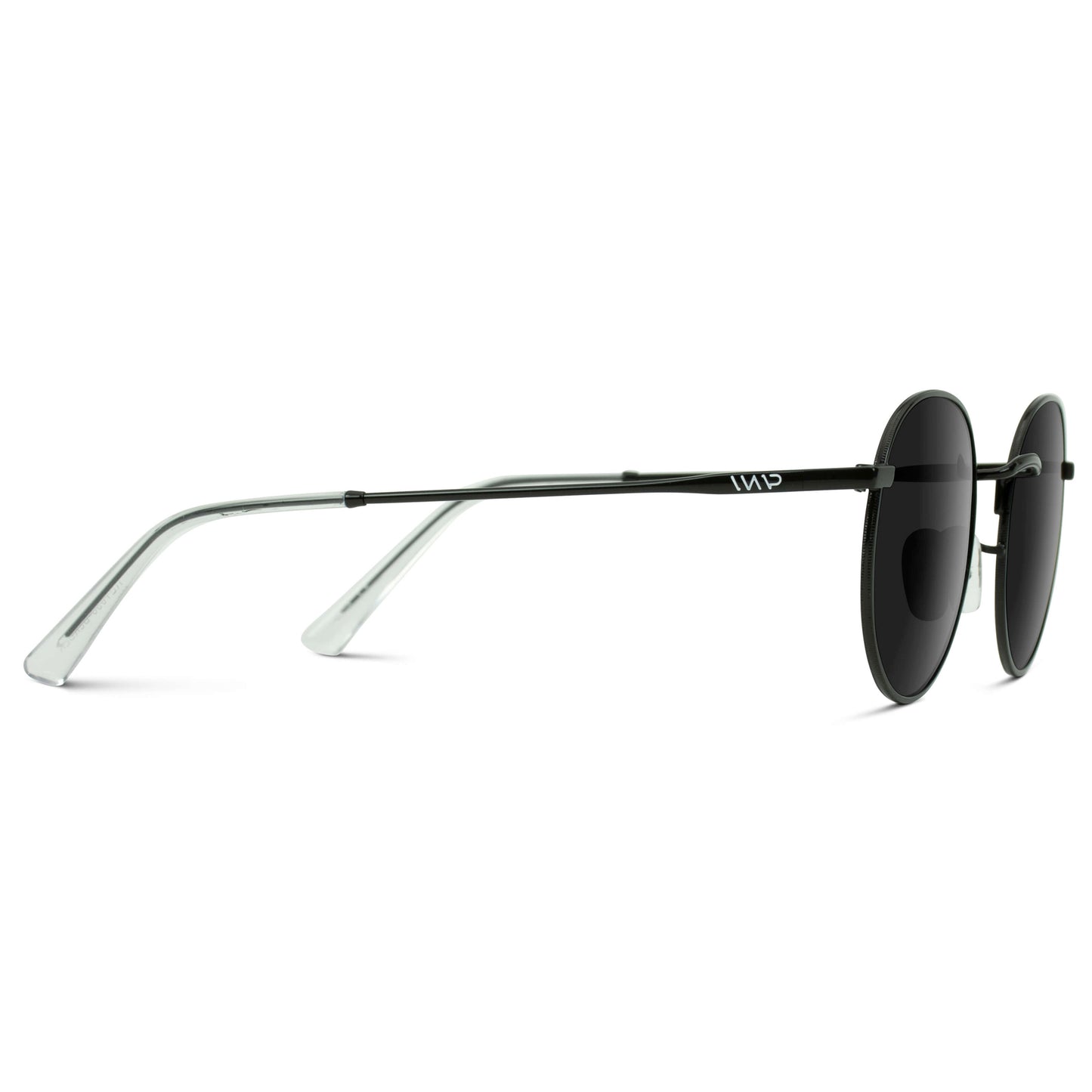 Black / Black Lens || Lightweight Round Metal Frame Sunglasses with Black Lenses