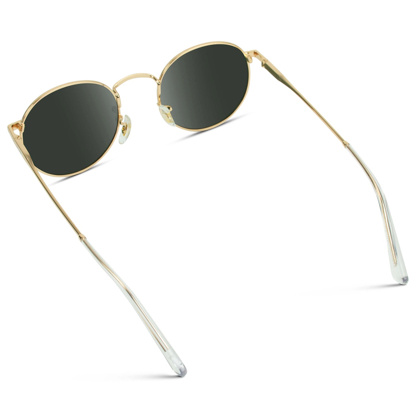 Gold / Smoke Green Lens || Gold Stainless Steel Sunglasses with Green Lenses