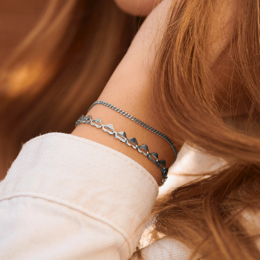 Silver || Cuban Link Silver Stainless Steel Adjustable Bracelet for Women